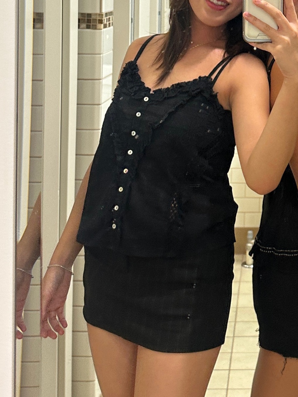 Zara black lacy button up camisole